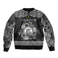 Personalized Cardiganshire Ceredigion Sleeve Zip Bomber Jacket Black Leaping Salmon Celtic-inspired - Wonder Print Shop