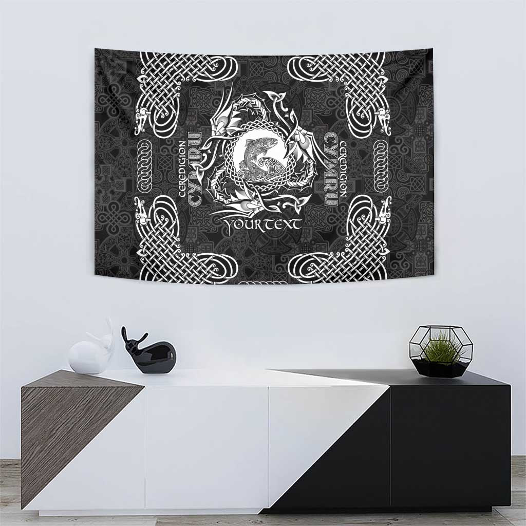 Personalized Cardiganshire Ceredigion Tapestry Black Leaping Salmon Celtic-inspired - Wonder Print Shop