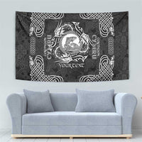 Personalized Cardiganshire Ceredigion Tapestry Black Leaping Salmon Celtic-inspired - Wonder Print Shop