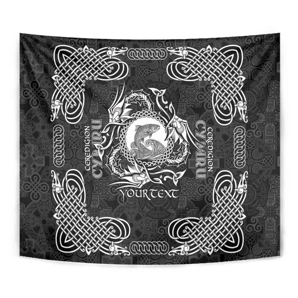 Personalized Cardiganshire Ceredigion Tapestry Black Leaping Salmon Celtic-inspired - Wonder Print Shop