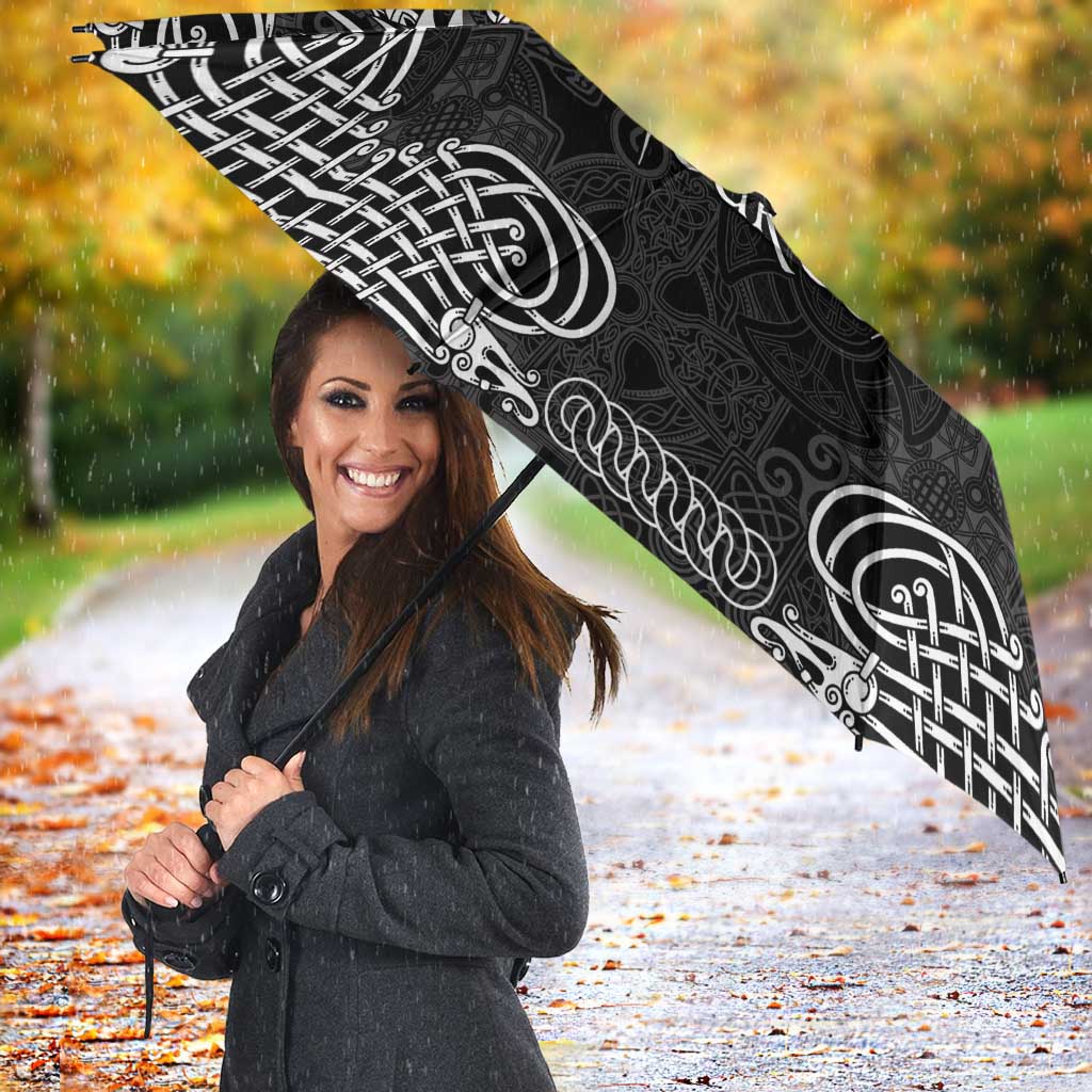 Personalized Cardiganshire Ceredigion Umbrella Black Leaping Salmon Celtic-inspired - Wonder Print Shop
