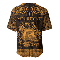Personalized Cardiganshire Ceredigion Baseball Jersey Gold Leaping Salmon Celtic-inspired - Wonder Print Shop