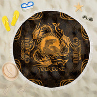 Personalized Cardiganshire Ceredigion Beach Blanket Gold Leaping Salmon Celtic-inspired - Wonder Print Shop