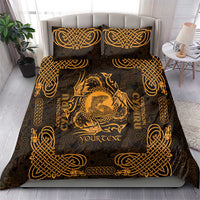 Personalized Cardiganshire Ceredigion Bedding Set Gold Leaping Salmon Celtic-inspired - Wonder Print Shop
