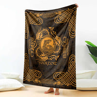 Personalized Cardiganshire Ceredigion Blanket Gold Leaping Salmon Celtic-inspired - Wonder Print Shop
