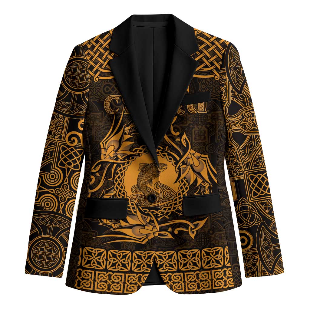 Personalized Cardiganshire Ceredigion Blazer Gold Leaping Salmon Celtic-inspired - Wonder Print Shop