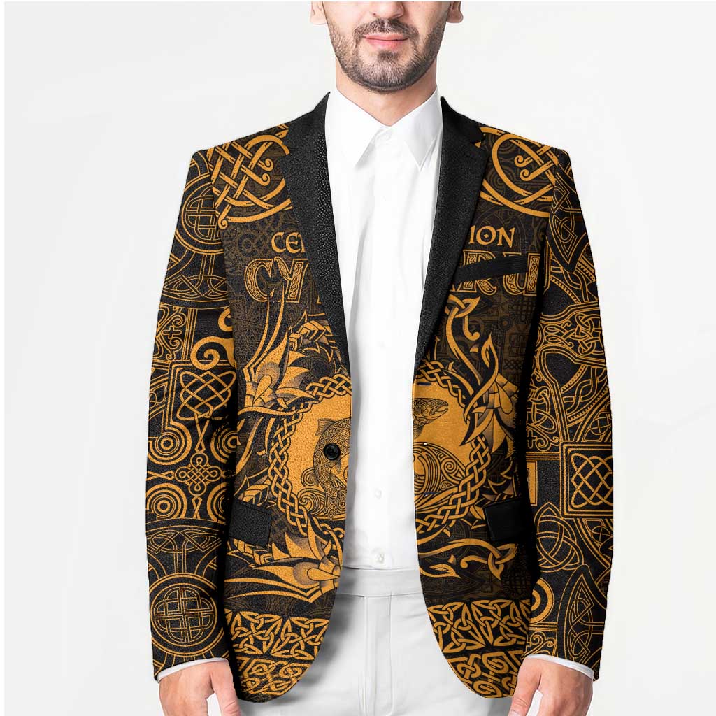 Personalized Cardiganshire Ceredigion Blazer Gold Leaping Salmon Celtic-inspired - Wonder Print Shop