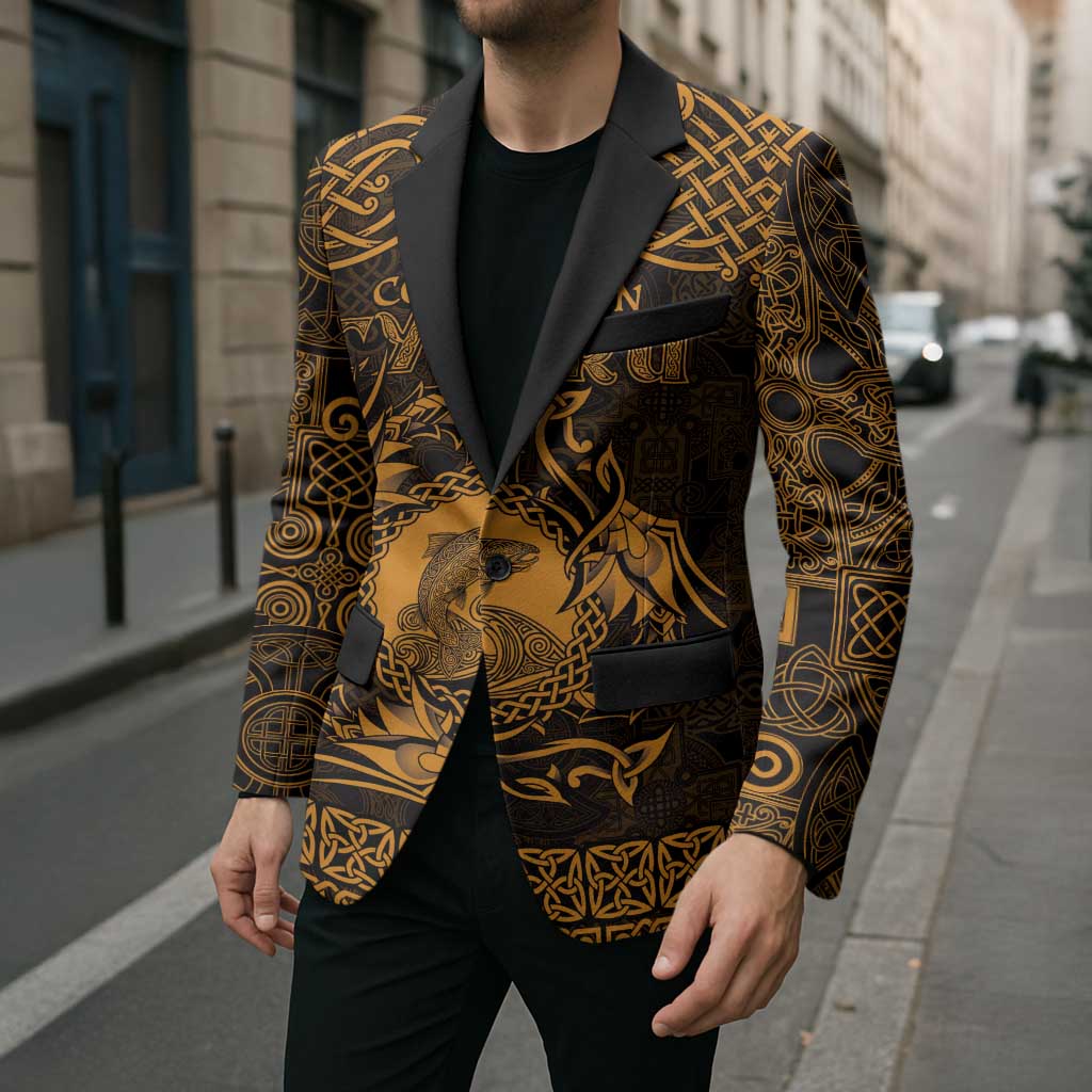 Personalized Cardiganshire Ceredigion Blazer Gold Leaping Salmon Celtic-inspired - Wonder Print Shop