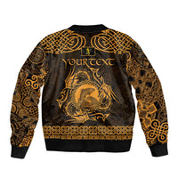 Personalized Cardiganshire Ceredigion Bomber Jacket Gold Leaping Salmon Celtic-inspired - Wonder Print Shop