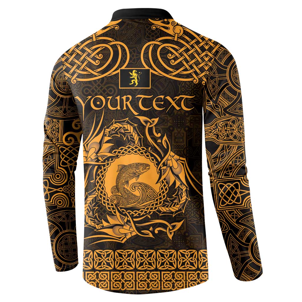 Personalized Cardiganshire Ceredigion Button Sweatshirt Gold Leaping Salmon Celtic-inspired - Wonder Print Shop