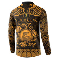 Personalized Cardiganshire Ceredigion Button Sweatshirt Gold Leaping Salmon Celtic-inspired - Wonder Print Shop
