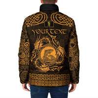 Personalized Cardiganshire Ceredigion Padded Jacket Gold Leaping Salmon Celtic-inspired - Wonder Print Shop