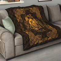 Personalized Cardiganshire Ceredigion Quilt Gold Leaping Salmon Celtic-inspired - Wonder Print Shop
