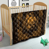 Personalized Cardiganshire Ceredigion Quilt Gold Leaping Salmon Celtic-inspired - Wonder Print Shop