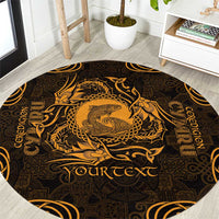 Personalized Cardiganshire Ceredigion Round Carpet Gold Leaping Salmon Celtic-inspired - Wonder Print Shop