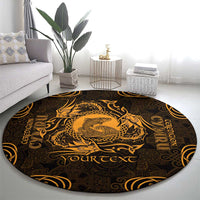 Personalized Cardiganshire Ceredigion Round Carpet Gold Leaping Salmon Celtic-inspired - Wonder Print Shop