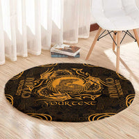 Personalized Cardiganshire Ceredigion Round Carpet Gold Leaping Salmon Celtic-inspired - Wonder Print Shop