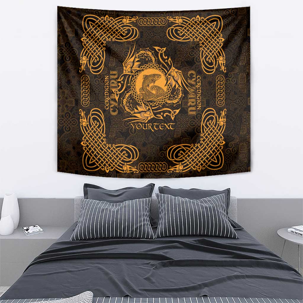 Personalized Cardiganshire Ceredigion Tapestry Gold Leaping Salmon Celtic-inspired - Wonder Print Shop
