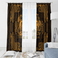Personalized Cardiganshire Ceredigion Window Curtain Gold Leaping Salmon Celtic-inspired - Wonder Print Shop