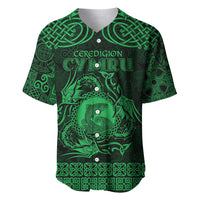 Personalized Cardiganshire Ceredigion Baseball Jersey Green Leaping Salmon Celtic-inspired - Wonder Print Shop