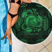 Personalized Cardiganshire Ceredigion Beach Blanket Green Leaping Salmon Celtic-inspired - Wonder Print Shop
