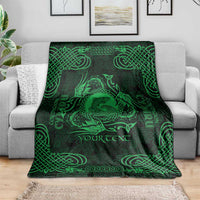 Personalized Cardiganshire Ceredigion Blanket Green Leaping Salmon Celtic-inspired - Wonder Print Shop