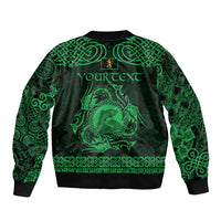 Personalized Cardiganshire Ceredigion Bomber Jacket Green Leaping Salmon Celtic-inspired - Wonder Print Shop