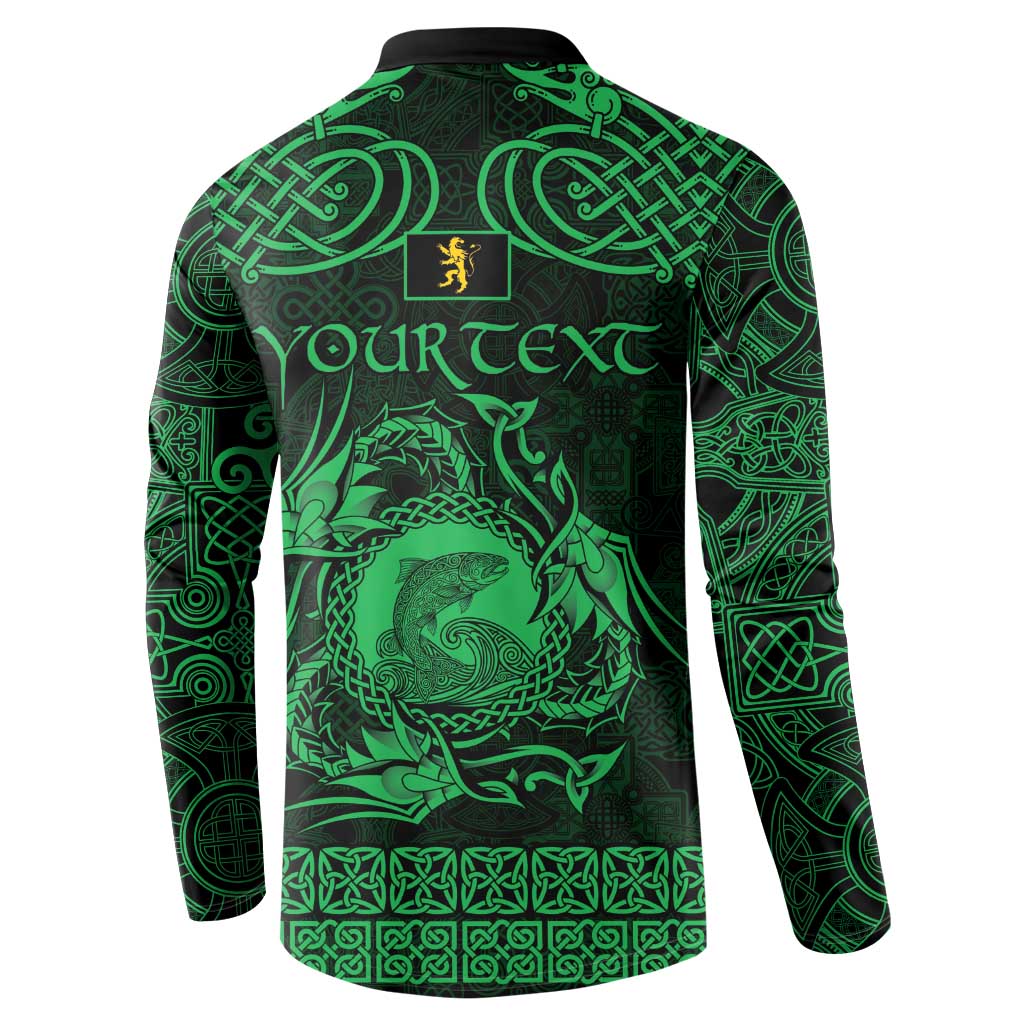 Personalized Cardiganshire Ceredigion Button Sweatshirt Green Leaping Salmon Celtic-inspired - Wonder Print Shop