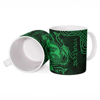 Personalized Cardiganshire Ceredigion Ceramic Mug Green Leaping Salmon Celtic-inspired - Wonder Print Shop