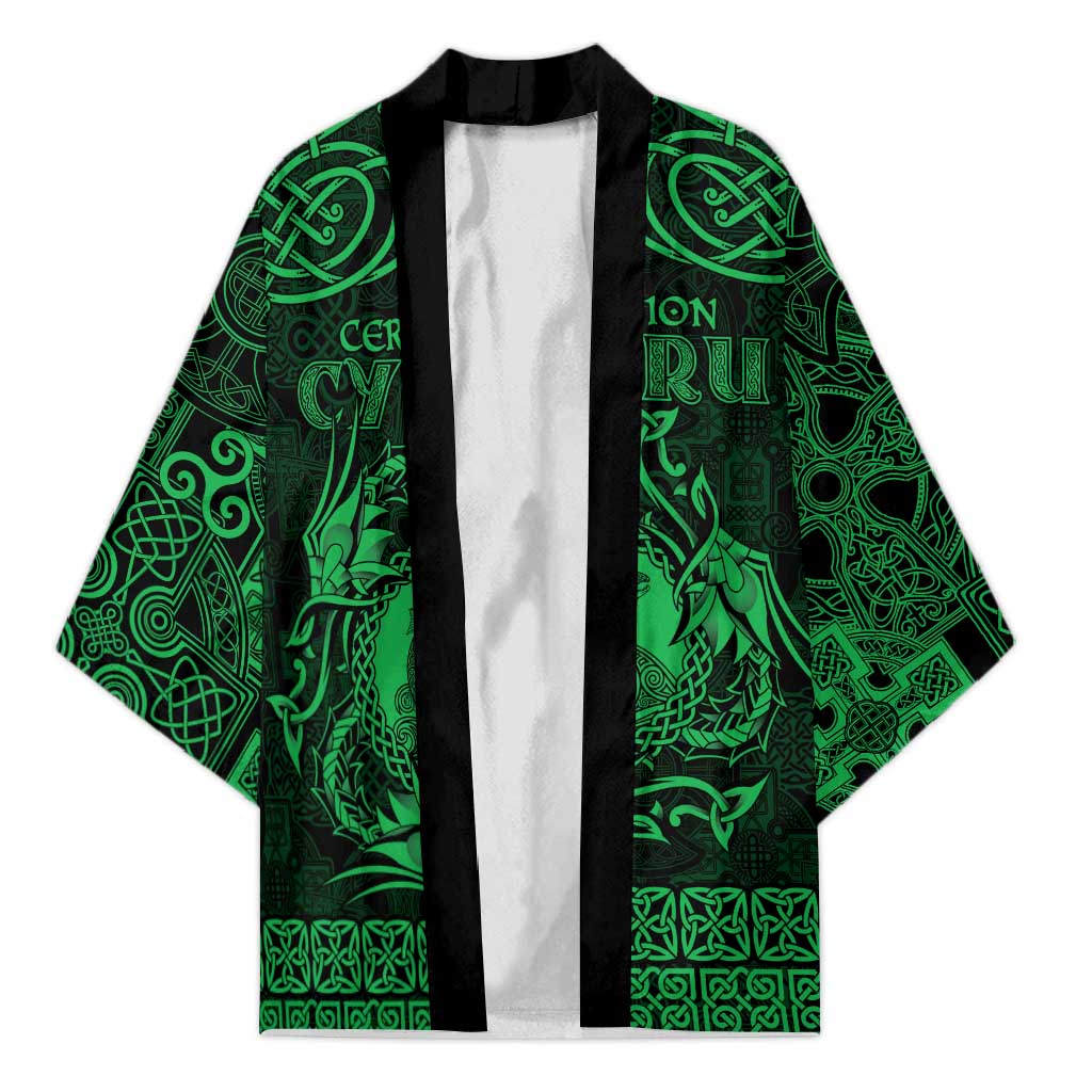 Personalized Cardiganshire Ceredigion Kimono Green Leaping Salmon Celtic-inspired - Wonder Print Shop