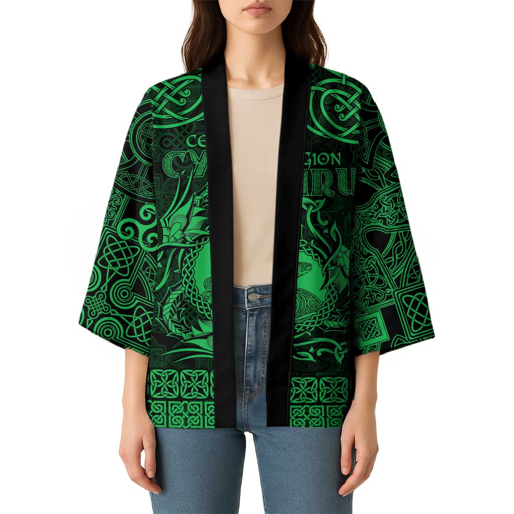 Personalized Cardiganshire Ceredigion Kimono Green Leaping Salmon Celtic-inspired - Wonder Print Shop