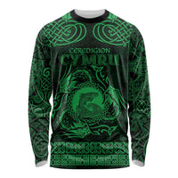 Personalized Cardiganshire Ceredigion Long Sleeve Shirt Green Leaping Salmon Celtic-inspired - Wonder Print Shop