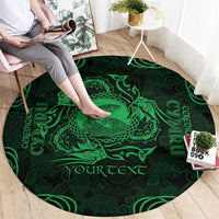 Personalized Cardiganshire Ceredigion Round Carpet Green Leaping Salmon Celtic-inspired - Wonder Print Shop