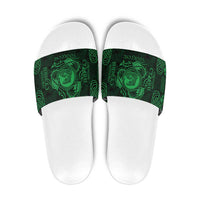 Personalized Cardiganshire Ceredigion Slide Sandals Green Leaping Salmon Celtic-inspired - Wonder Print Shop