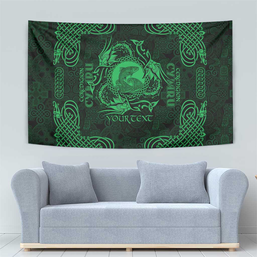 Personalized Cardiganshire Ceredigion Tapestry Green Leaping Salmon Celtic-inspired - Wonder Print Shop