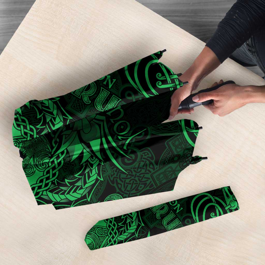 Personalized Cardiganshire Ceredigion Umbrella Green Leaping Salmon Celtic-inspired - Wonder Print Shop