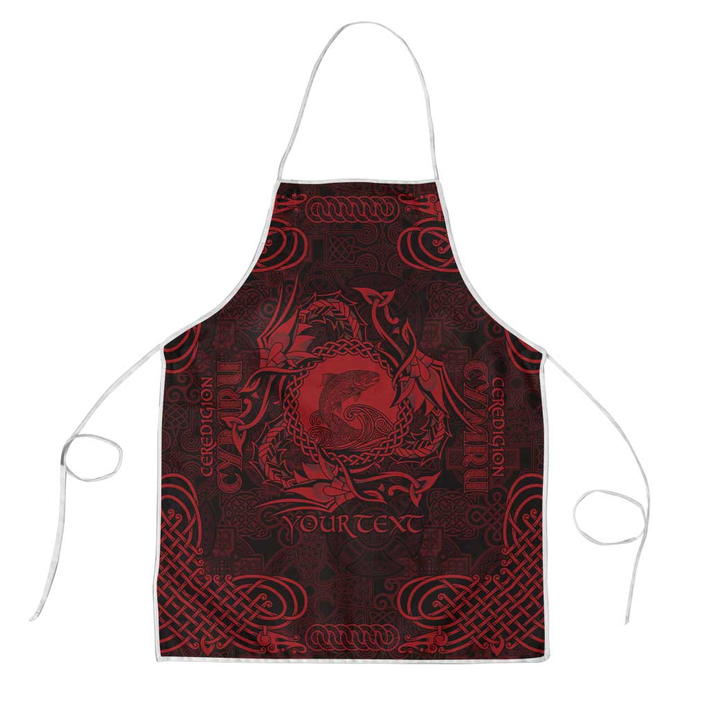 Personalized Cardiganshire Ceredigion Apron Red Leaping Salmon Celtic-inspired - Wonder Print Shop