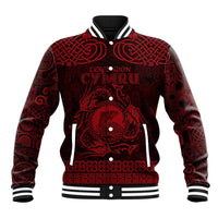 Personalized Cardiganshire Ceredigion Baseball Jacket Red Leaping Salmon Celtic-inspired - Wonder Print Shop