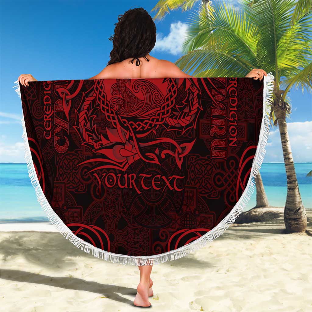 Personalized Cardiganshire Ceredigion Beach Blanket Red Leaping Salmon Celtic-inspired - Wonder Print Shop