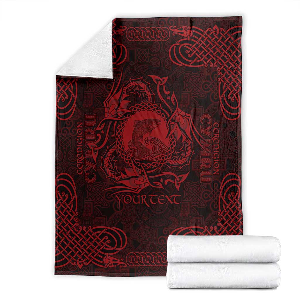 Personalized Cardiganshire Ceredigion Blanket Red Leaping Salmon Celtic-inspired - Wonder Print Shop