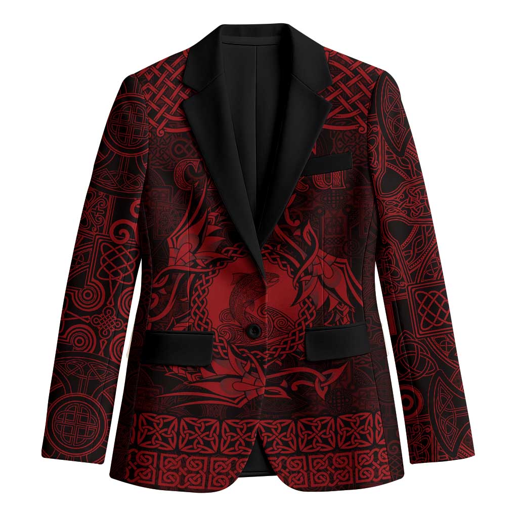 Personalized Cardiganshire Ceredigion Blazer Red Leaping Salmon Celtic-inspired - Wonder Print Shop