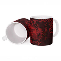 Personalized Cardiganshire Ceredigion Ceramic Mug Red Leaping Salmon Celtic-inspired - Wonder Print Shop