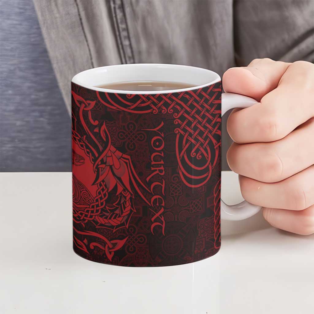 Personalized Cardiganshire Ceredigion Ceramic Mug Red Leaping Salmon Celtic-inspired - Wonder Print Shop