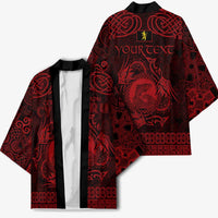 Personalized Cardiganshire Ceredigion Kimono Red Leaping Salmon Celtic-inspired - Wonder Print Shop