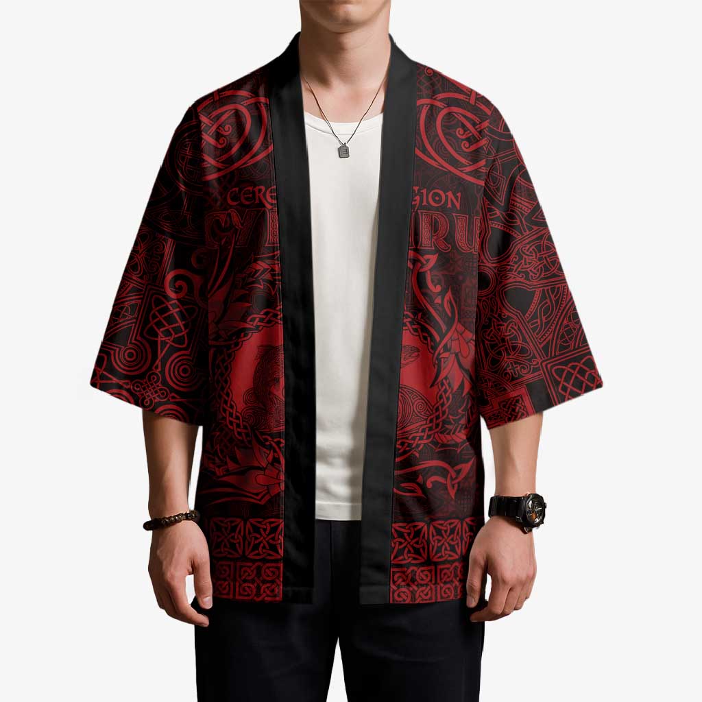 Personalized Cardiganshire Ceredigion Kimono Red Leaping Salmon Celtic-inspired - Wonder Print Shop