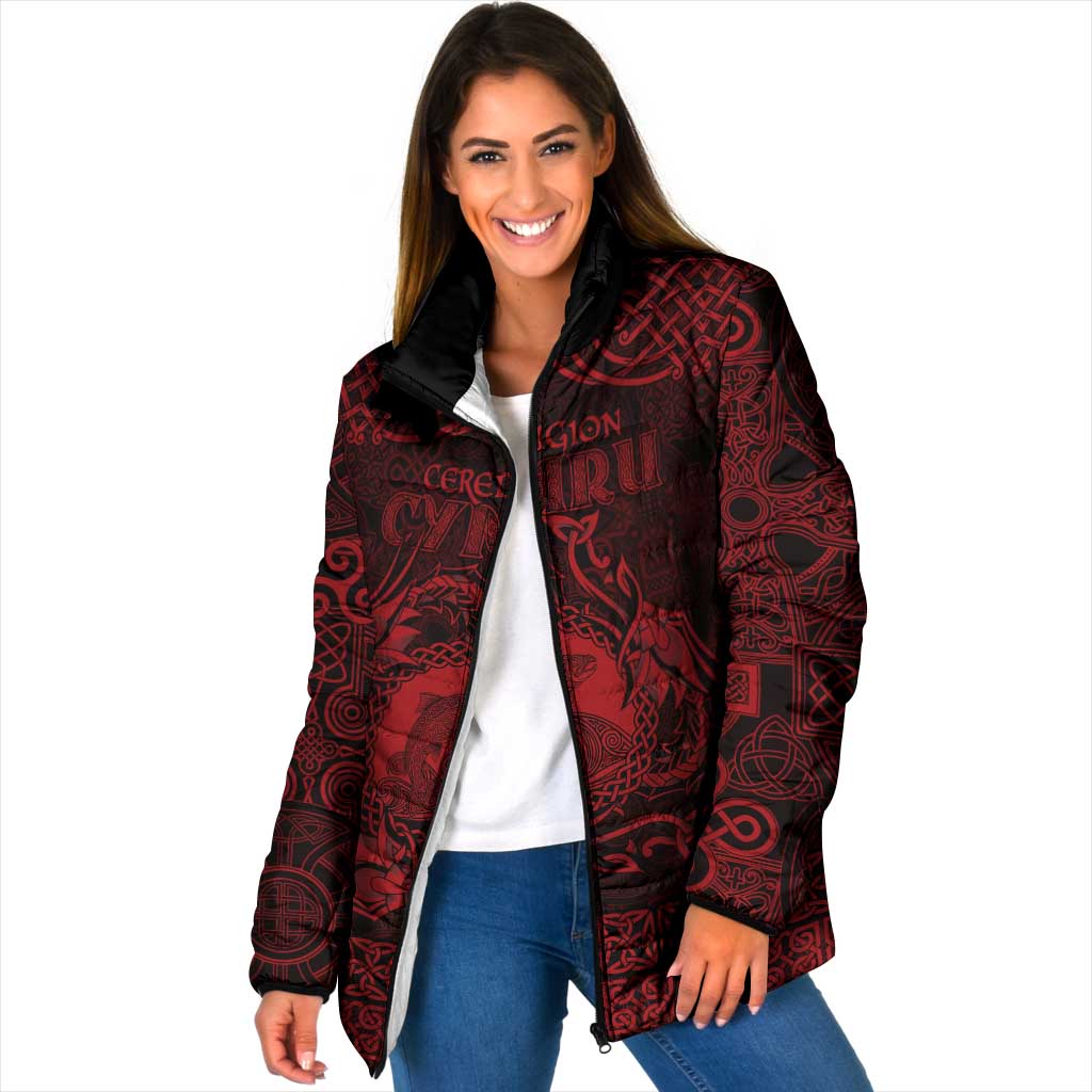 Personalized Cardiganshire Ceredigion Padded Jacket Red Leaping Salmon Celtic-inspired - Wonder Print Shop