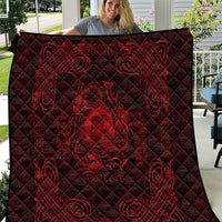 Personalized Cardiganshire Ceredigion Quilt Red Leaping Salmon Celtic-inspired - Wonder Print Shop