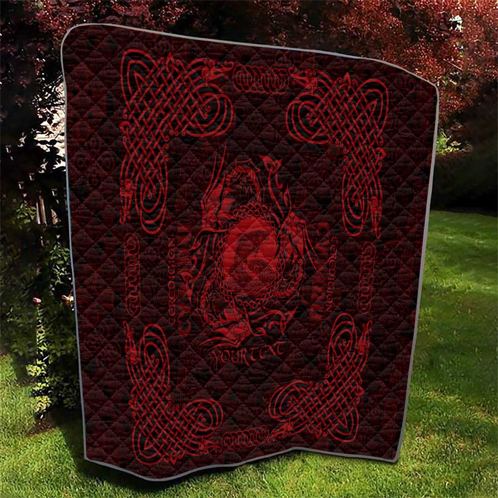 Personalized Cardiganshire Ceredigion Quilt Red Leaping Salmon Celtic-inspired - Wonder Print Shop