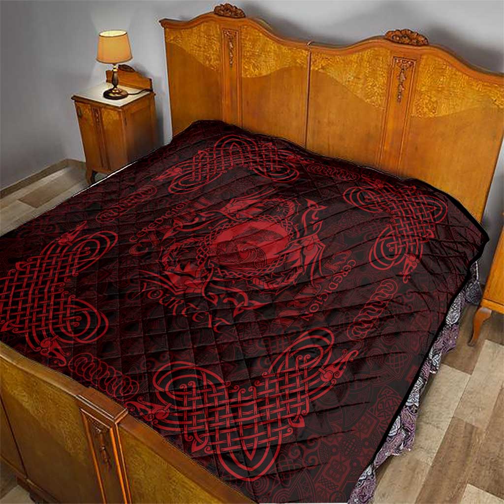 Personalized Cardiganshire Ceredigion Quilt Red Leaping Salmon Celtic-inspired - Wonder Print Shop