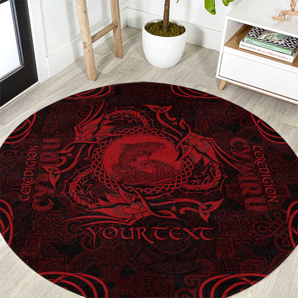 Personalized Cardiganshire Ceredigion Round Carpet Red Leaping Salmon Celtic-inspired - Wonder Print Shop